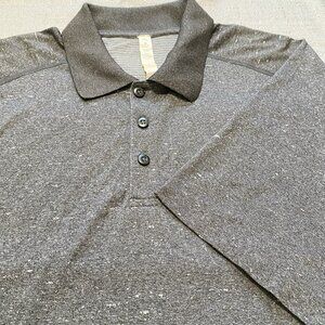 Lululemon Polo Shirt Mens XXL Gray Metal Vent Athetic Logo Golf Performance